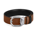 Montblanc L'Ovale reversible belt 35 mm in fawn blue/black leather 221024