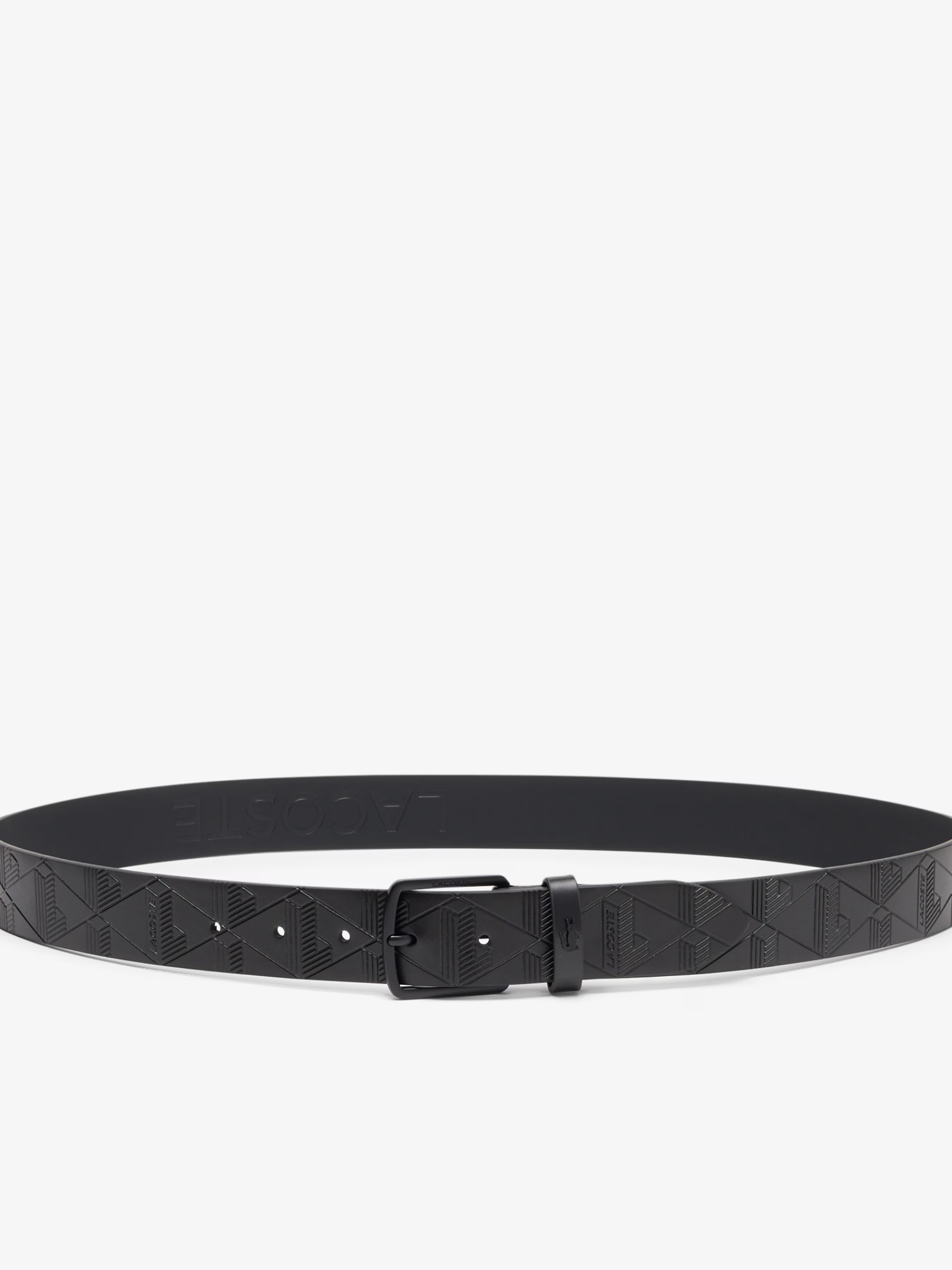 LACOSTE Monogram Leather Belt Black