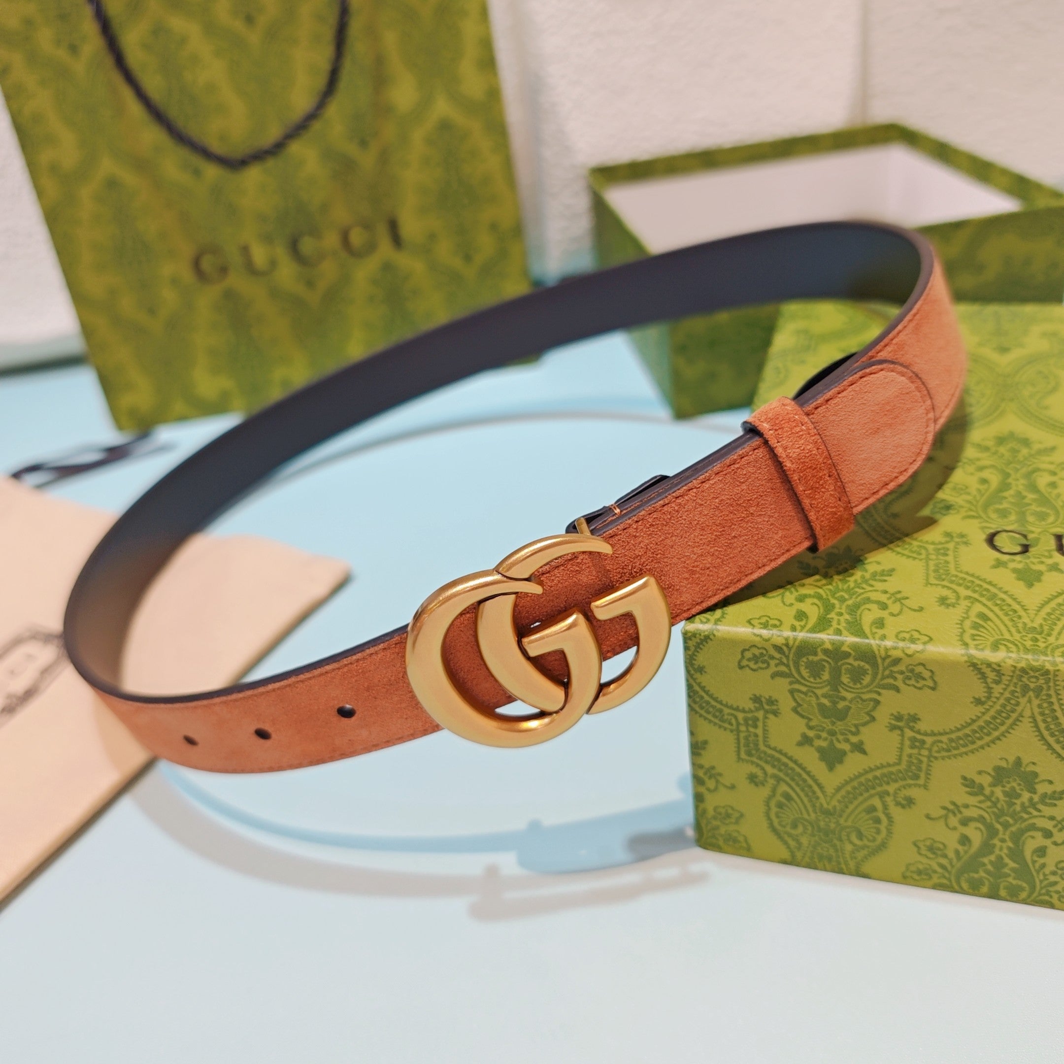 GG Marmont Belt 3cm Suede Leather GHW 212490