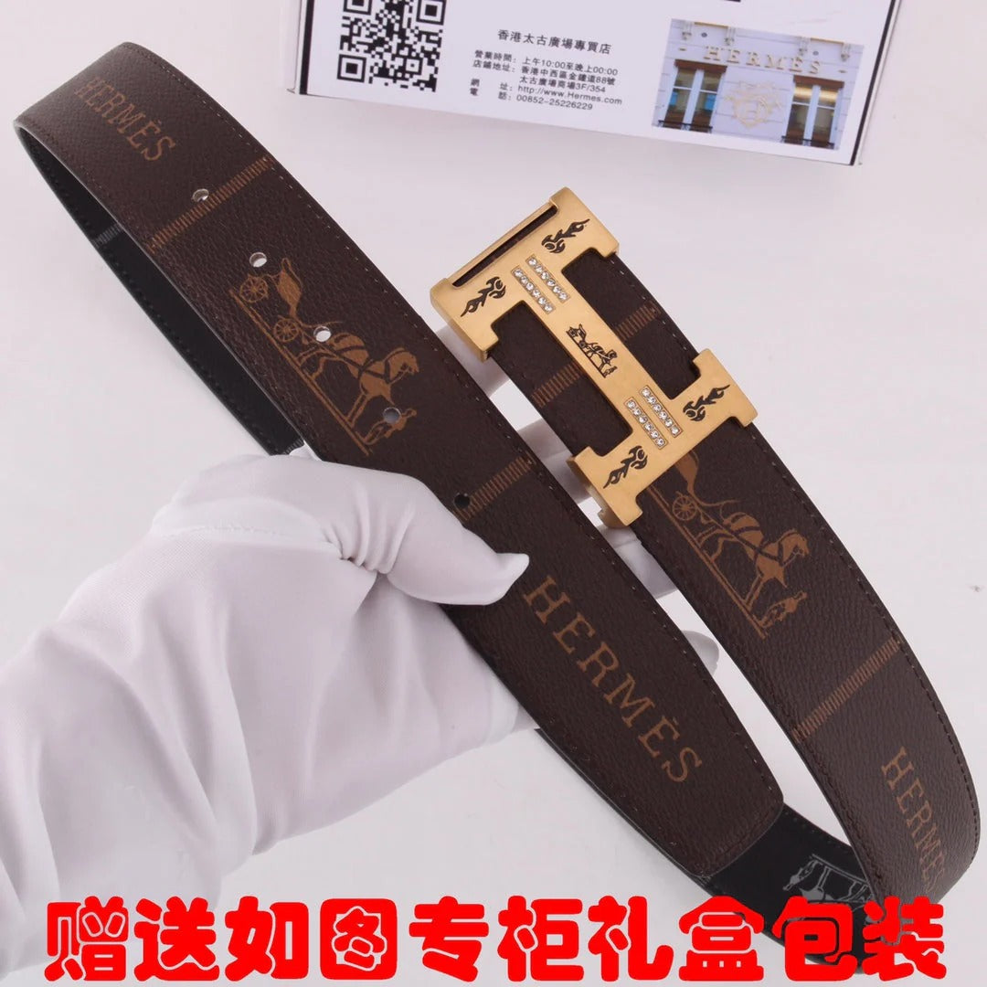 HM Constance Belt 38mm Brown Black Cowhide Gold Buckle 620189|Hermès belt