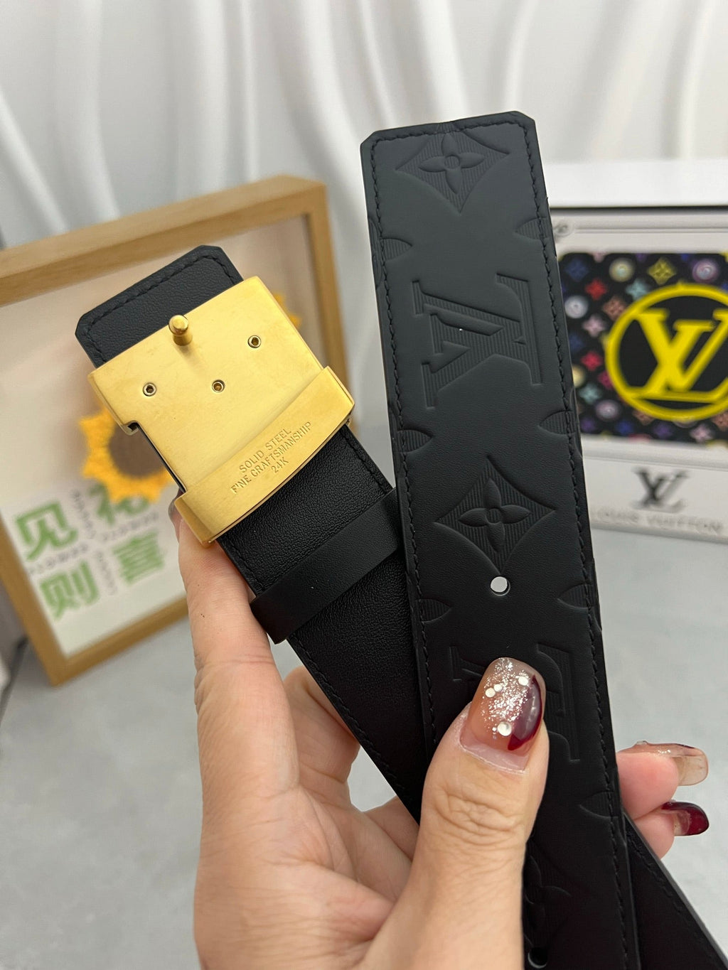 LOUIS VUITTON LV 25S BELT 38 MM IN BLACK CALFSKIN 593277