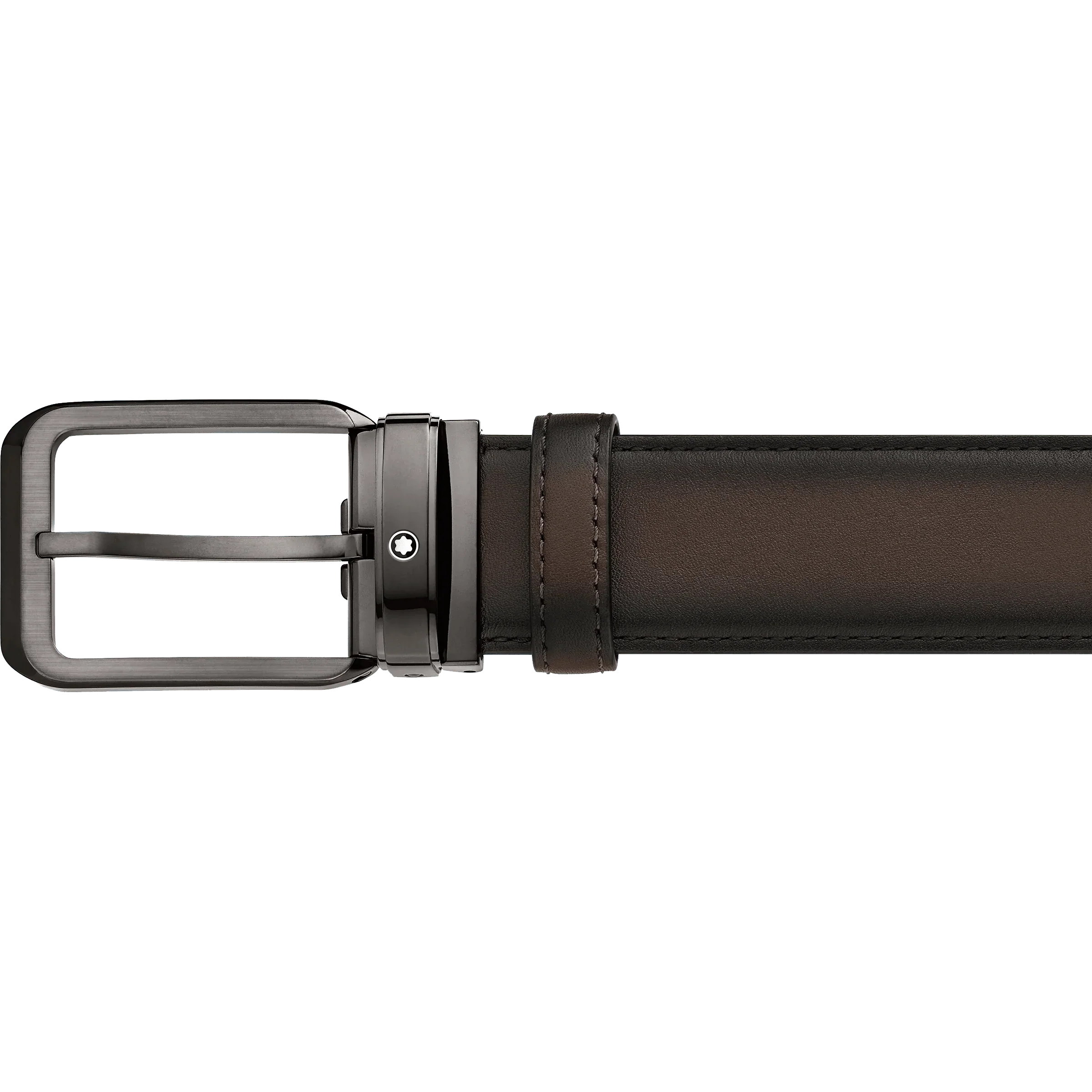 Montblanc belt 35mm rectangular buckle shaded brown leather 129456